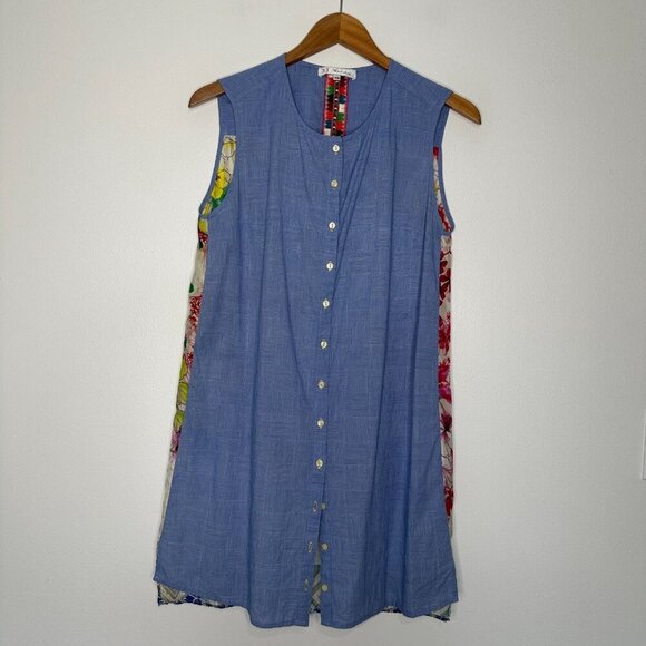 3J Workshop Johnny Was Tunic Top XS Blue Floral Butterflies - Picture 2 of 12